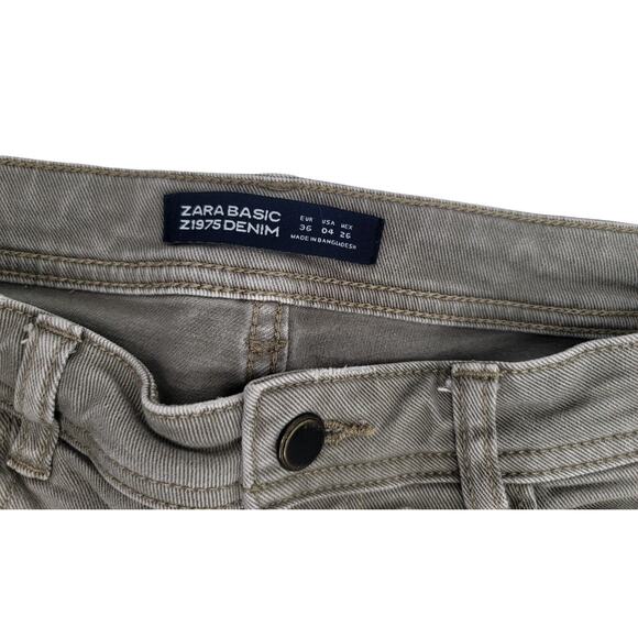 Zara Basic Z1975 Women's Size 4 Moto Style Jeans Gray Ankle Zippers Pockets - Picture 5 of 6